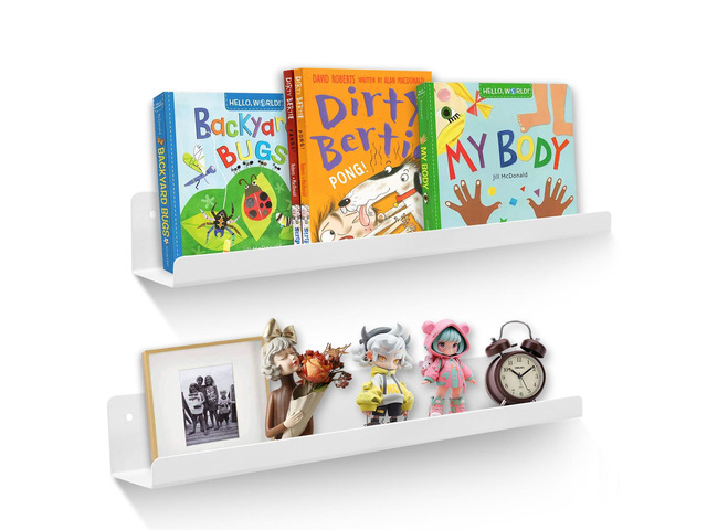2-Pack Magnetic Book Shelf for Whiteboard - 17 Inch Reusable Metal Magnetic Shelves, Holds 12.5 lbs, Back to School Supplies for Classroom, Walls &...