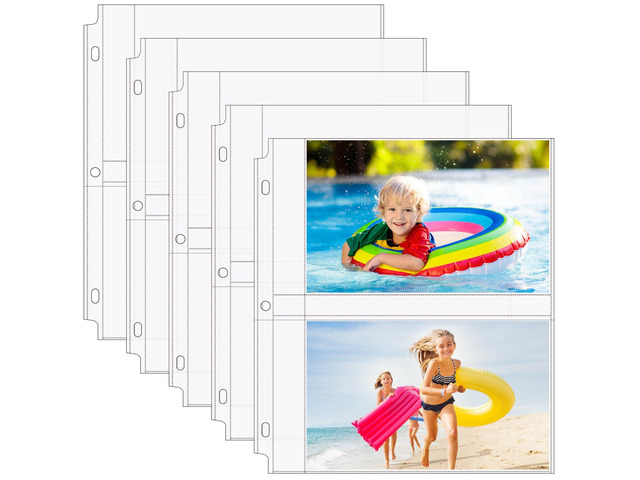 60 Pack 5x7 Photo Sleeves for 3 Ring Binder (240 Pictures),2 Pocket Heavy-Duty Archival Page Protectors,Clear Photo Album Refill Pages,Plastic...