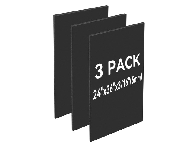 Foam Board 24x36 Inch, 3 Pack Black Poster Board, 3/16 Inch Thick High-Grammage Paper Facing, Lightweight, Easy to Cut and Draw, Painting, Display...