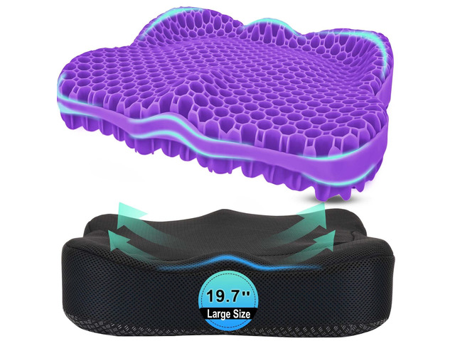 Thicken 19.7in Seat Cushion, Gel Seat Cushion for Long SittingOffice Chair, Wheelchair, Car Pad, Large Cooling Support Pad for Back Pain, Sciatica,...