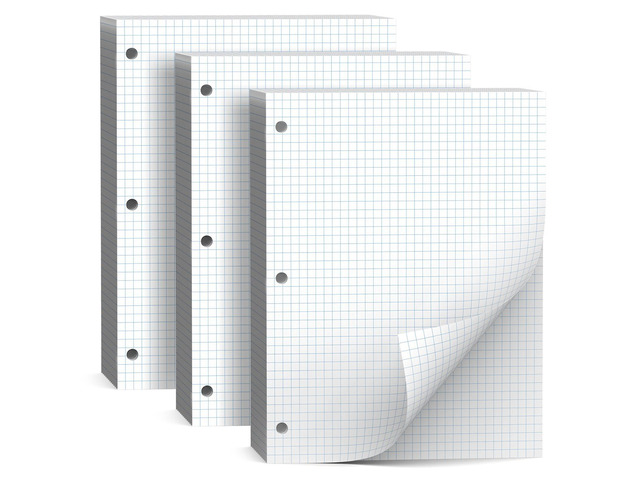 390 Sheets Quad Ruled Graph Paper 8 x 10.5 White Loose Leaf Graph Paper Filler Paper 4 x 4 Graph Ruled Loose Leaf Paper Notebook Paper for 3 Ring...