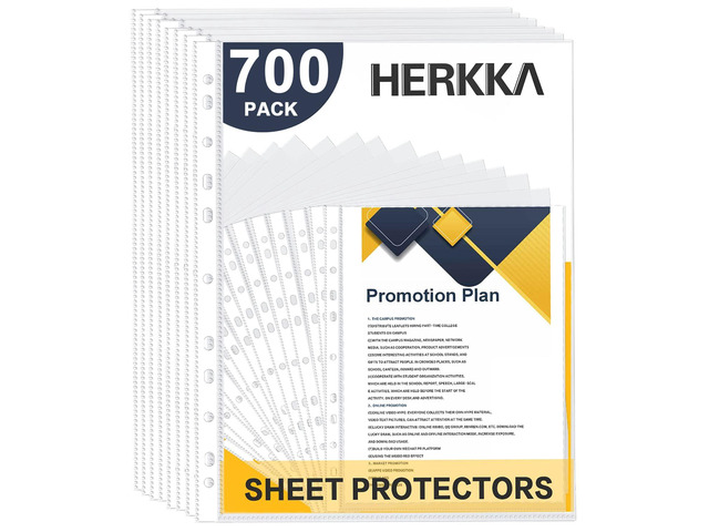Sheet Protectors, 700 Pack Heavy Duty Clear Plastic Page Protectors Sheet Reinforced 11-Hole Fit for 3 Ring Binder Fits Standard 8.5 x 11 Paper,...