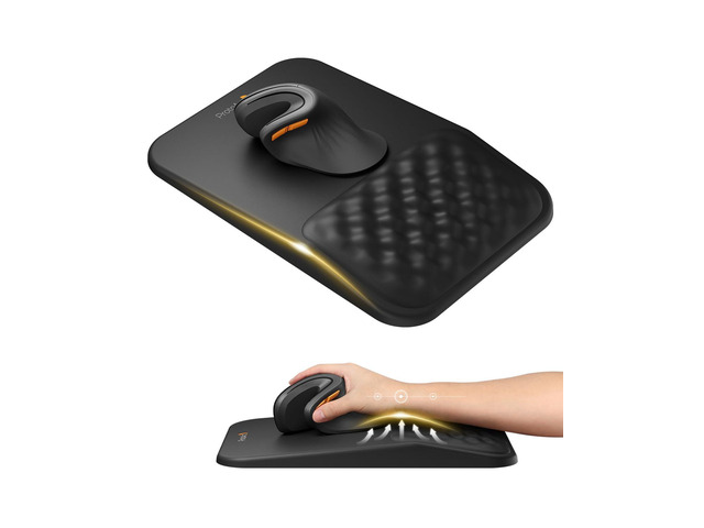 MP50 Ergonomic Mouse Pad with Wrist Rest, PU Leather, Black 8° slope & massage points, soft memory foam, Large 12x8 Inches, Non-slip base. Relieves...