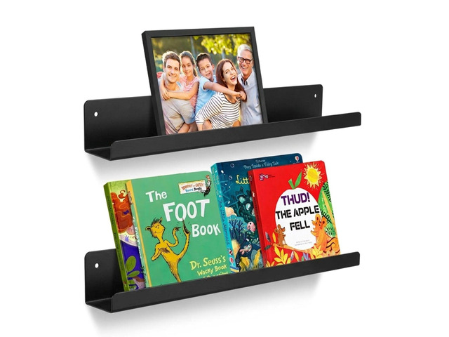 2-Pack Magnetic Book Shelf for Whiteboard - 12-Inch Reusable Metal Shelves, Hold Up to 9.5 lbs, Ideal for Classroom Furniture, Walls, and Home...