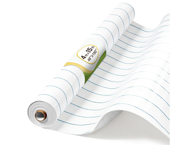 4x15ft White Bulletin Board Paper Roll w/Blue Lines for Classroom No pinholes, sound-absorbing, flexible DIY sizing, office culture wall, home...