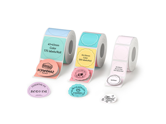 Thermal Label Kit with 3 Rolls, Include 26×26mm, 34×34mm, 41×41mm Compatible for B1 B2 B21 B31 K3 B4 Label Printer, Waterproof Labeling Tape...