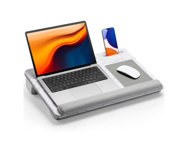 Lap Desk - Fits up to 17 inches Laptop Desk, Marbling Built in Mouse Pad & Wrist Pad for Laptop, Tablet, Lap Stand with Tablet, Pen & Phone Holder...