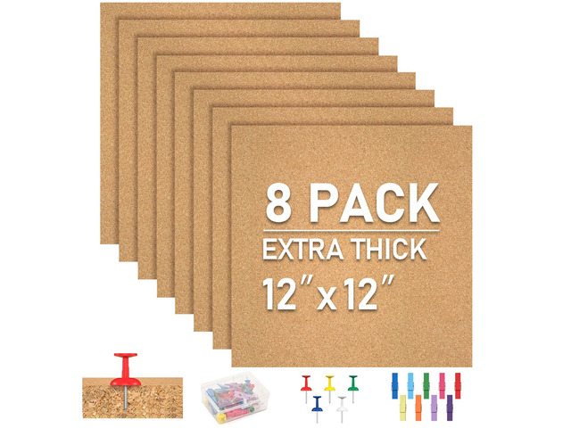 Cork Board Tiles - 8 Packs Adhesive Corkboards for Wall,Small Cork Board Decorations, CorkBoard Squares, Cork Sheet Decorative CorkBoard for...