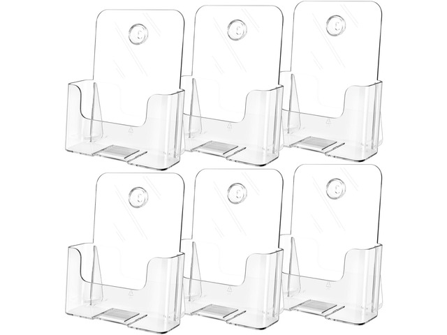 Acrylic Brochure Holder 6x8 Inch, Clear Pamphlet Holder 6 Pack Clear Acrylic, Angled Countertop Display, Holds Brochures, Flyers, Pamphlets And...