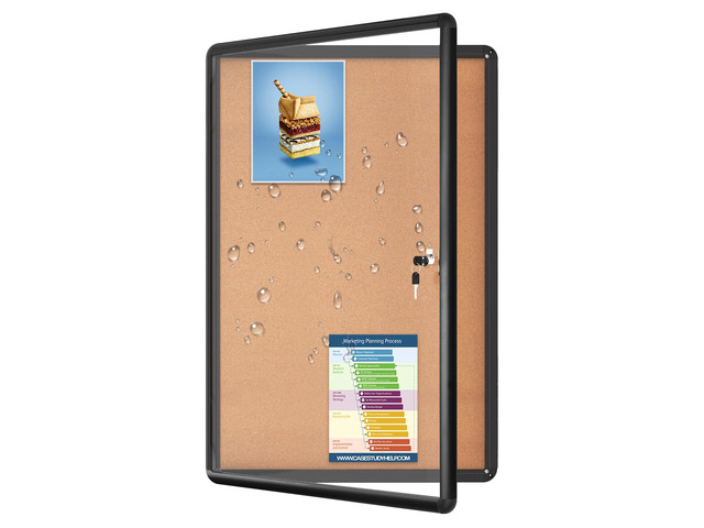 36'x24' Enclosed Bulletin Board Tamper-Proof Dispaly Case, Black Aluminium Frame, Shatter Resistant Lockable Bulletin Board, Enclosed Cork Board...