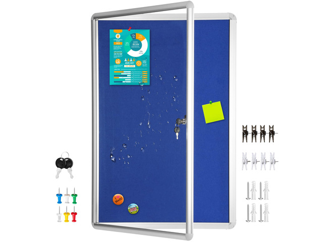 36'x24' Enclosed Bulletin Board Tamper-Proof Dispaly Case, Aluminium Frame, Shatter Resistant Lockable Bulletin Board, Lockable Noticeboard for...