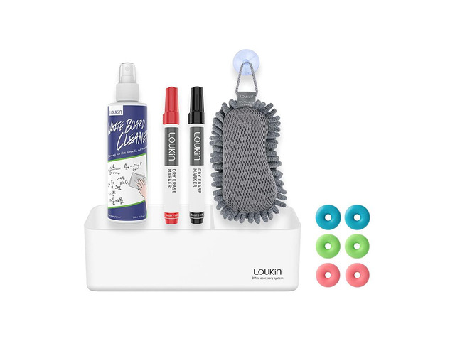 Magnetic Marker Holder Set, Whiteboard Accessory Tray Set, White All-In-One Set, 8.6' × 2.7', Holds 4 Erasers & 12 Markers, Supports 3.3 lb, 2...