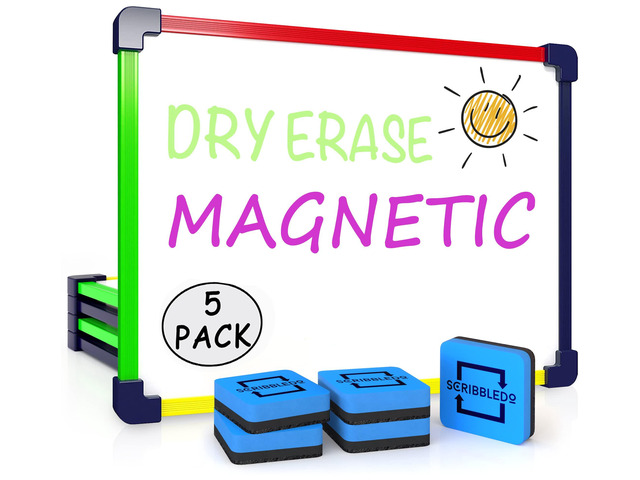 9 x 12 Magnetic Dry Erase Boards, 5 Boards with 5 Erasers, Double Sided Hardboard with Crisp Reusable Writing Surfaces for Small Groups and...