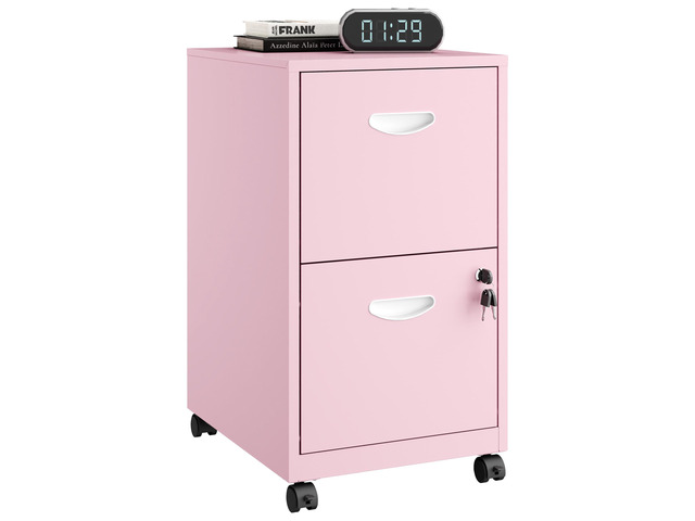 2 Drawer Rolling File Cabinet with Lock for Home Office Metal Mobile Filing Cabinet on Wheels, Small Under Desk Storage, Fits Hanging Letter Size,...