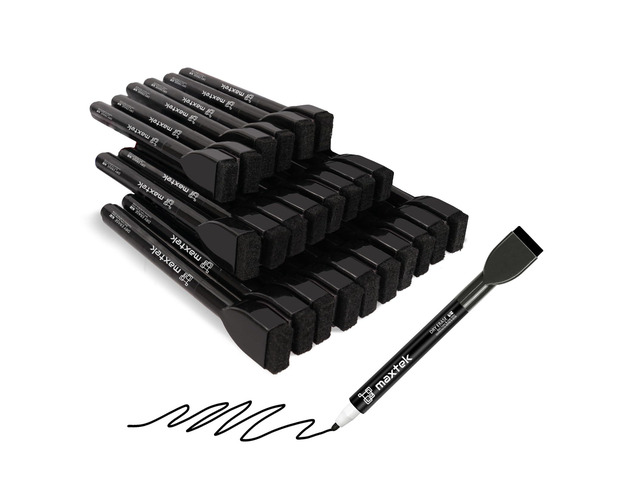 Magnetic Dry Erase Markers, Black, Fine Tip, 24 Count Whiteboard Markers with Eraser, Thin Markers, Low Odor, For Classroom, Office, Home