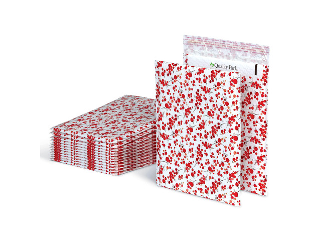 Bubble Mailers, 8.5' x 11', Shipping Envelopes, Water Resistant Poly Padded Envelopes, Berry Print, 25 Pack (QUA85873)