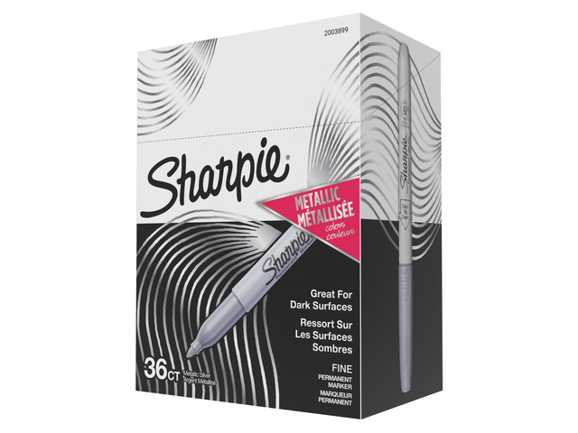 Metallic Permanent Markers, Fine Point, Metallic Silver, 36 Count