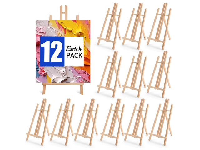 12 PCS 16in Wood Easels, Tabletop Easel for Painting Party Paint Easel for Display Canvas, Photos, Display Tripod Holder Stand for Students Kids