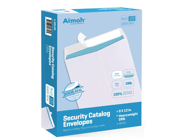 9 x 12 Self-Seal Security White Envelopes 9x12 Large Envelopes 100ct White, Security Tint, Self-Seal Closure, 28 LB Paper, Fits 8.5 x 11 Documents,...