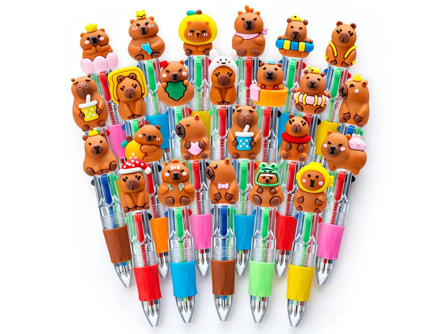 24PCS Cute Capybara Pens, 4-in-1 Multicolor Ballpoint Pens for Kids Kawaii Cartoon Pens, Birthday Party Favors, Classroom Prizes, Fun Gifts, School...