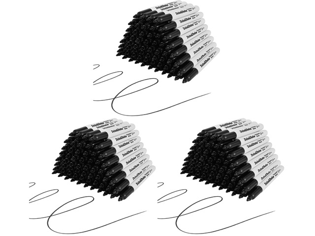 180 Pack Black Permanent Markers, Fine Point, Assorted Colors, Works on Plastic,Wood,Stone,Metal and Glass for Doodling, Coloring