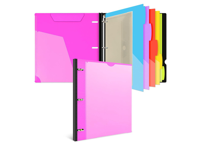 1 Inch 3-Ring Telescoping Project Organizer Binder,13 Pocket, Customizable Front Cover, 5 Colors Pocket Divider and Plastic Binder Pocket225 Sheet...