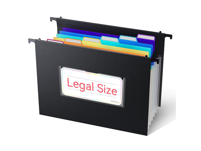 Plastic Expanding Hanging File Folders, 7 * 1.2' Accordion Pockets Large Capacity, Multi-Color Tabs, Legal Size for Filing Cabinet - 1 Pack