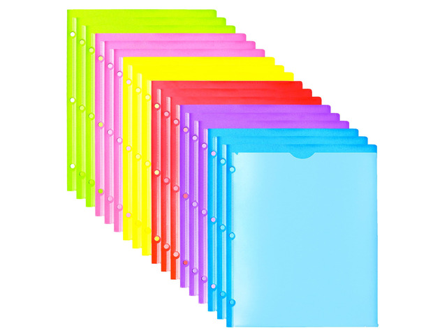 Heavy Duty Plastic Folders with Clear Front Pockets - 18 Pack, Extra Thick Folders with Pockets and Holes for Binders, with Card Slot for Letter...