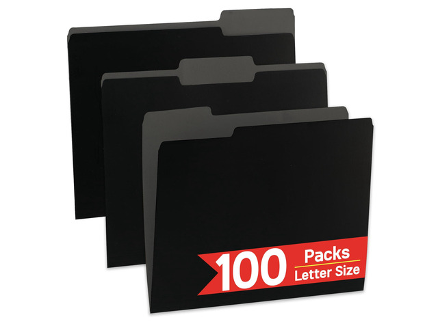 100 Packs Black File Folder,Manilla File Folders Letter Size,1/3-Cut Tabs,8.5x11 File Folders for Office Filing,School Projects and Home,Organizer...