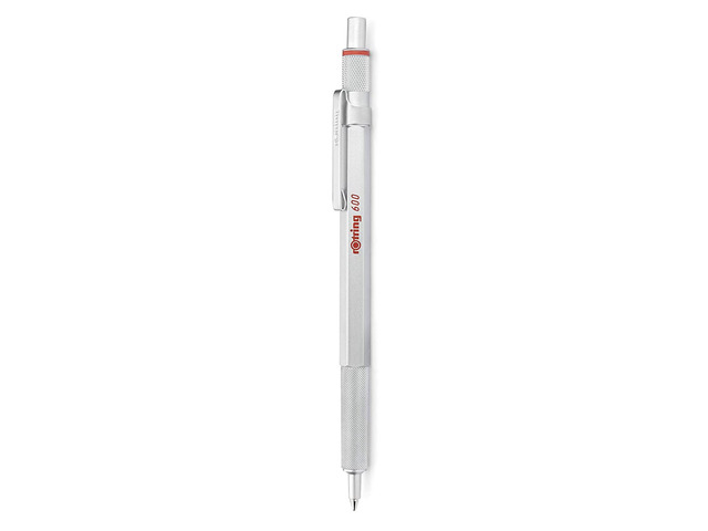 600 Ballpoint Pen, Medium Point, Black Ink, Silver Metal Barrel, Refillable, 1 Count