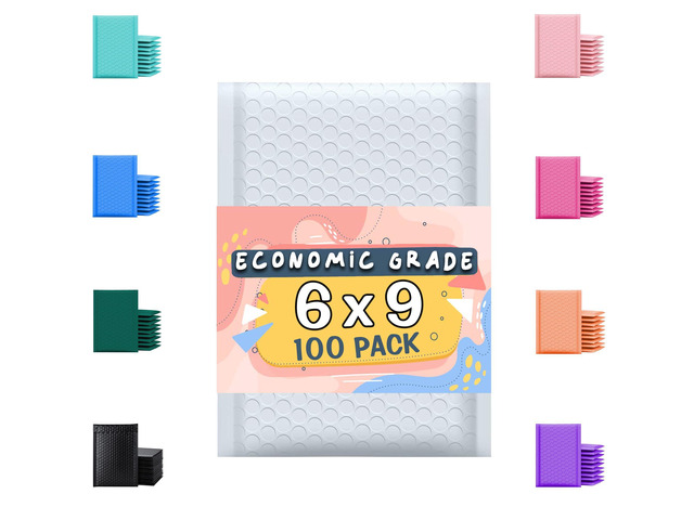White Poly Bubble Mailers 6x10 100 Pack Usable 6x9 Waterproof Self Seal Adhesive Shipping Bags, Cushioning Padded Envelopes for Shipping, Mailing,...
