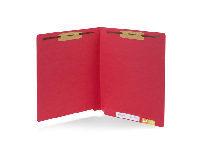 50 Red End Tab Fastener File Folders, Letter Size Durable 11pt Red Paper, Straight Cut End Tabs, 2 Prong Fasteners, Medical Files, Receipts, Office...