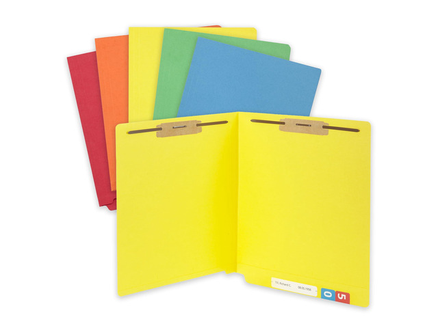 50 End Tab Fastener File Folders, Assorted Reinforced End Tab, Letter Size, 11pt, 2 Prong Bonded Fasteners, for Medical Files, Reports, and Office...