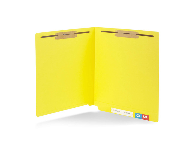 50 Yellow End Tab Fastener File Folders, Letter Size Durable 11pt Yellow Paper, Straight Cut End Tabs, 2 Prong Fasteners, Medical Files, Receipts,...