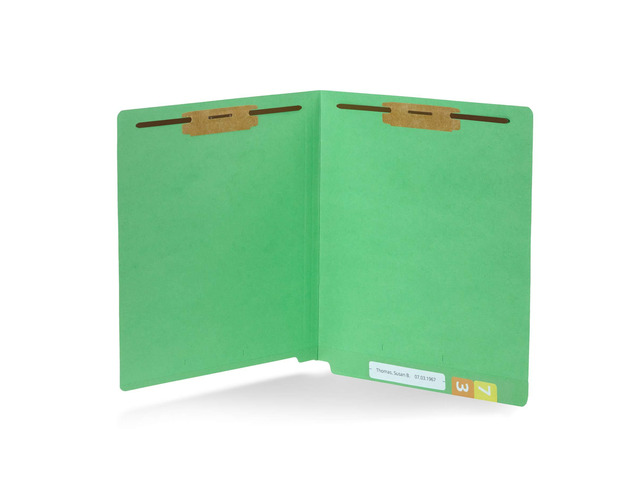 50 Green End Tab Fastener File Folders, Letter Size Durable 11pt Green Paper, Straight Cut End Tabs, 2 Prong Fasteners, Medical Files, Receipts,...