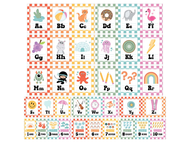 Alphabet for Classroom Wall Decor -Alphabet Poster & Letters ABC Letters and Number Card for Preschool & Kindergarten Retro Classroom Decorations,...