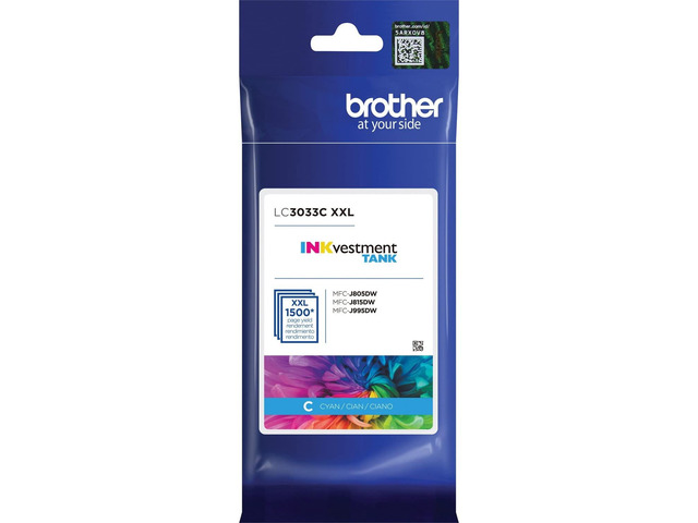 Genuine LC3033C, Single Pack Super High-Yield Cyan INKvestment Tank Ink Cartridge, Page Yield Up to 1,500 Pages, LC3033, Amazon Dash Replenishment...