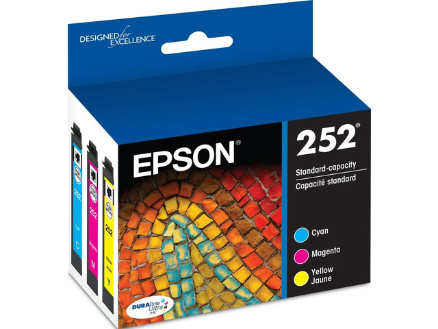 252 Genuine Ink Standard Capacity 3 Color Combo Pack T252520 Works With WorkForce WF-3620 WF-3640 WF-7110 WF-7210 WF-7610 WF-7620 WF-7710 WF-7720...