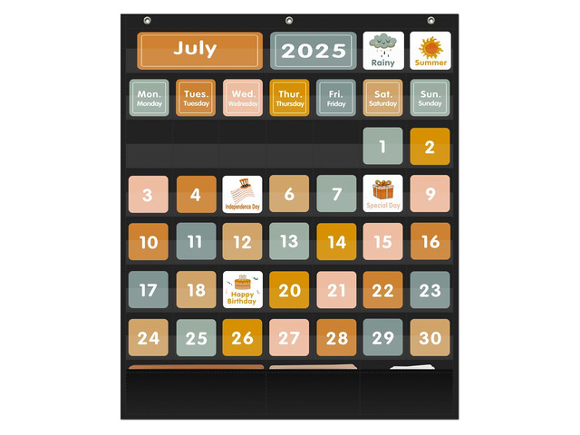 Boho 46+3 Pockets Calendar Pocket Chart with 92 Cards for Classroom,Large Size: 28.75 x 24 inch Black Monthly Calendar and Weather Pocket Chart for...