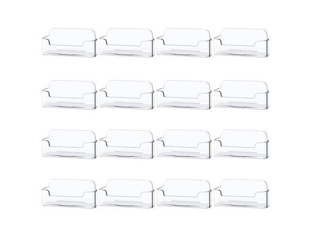 16 Pack Clear Desktop Business Card Holder Display, Plastic Business Card Stand for Office