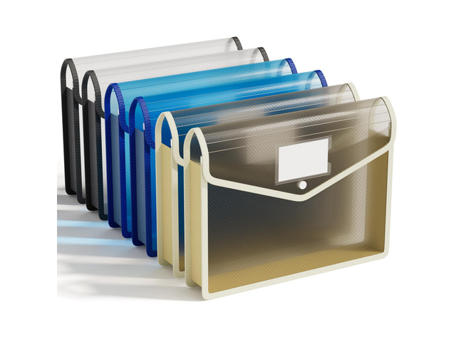 6-Pack Plastic File Folders, Black+Blue+Tea Grey fit Letter/A4 Size, Large Capacity with Snap Closure, Colorful File Folder Organizer for School,...