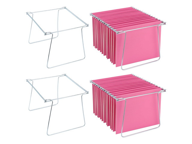 4 Pack Hanging File Folder Frames, Heavy Duty Steel Hanging File Organizer, File Cabinet Rails, Adjustable 11 to 17.4 Inches, Suitable for File...