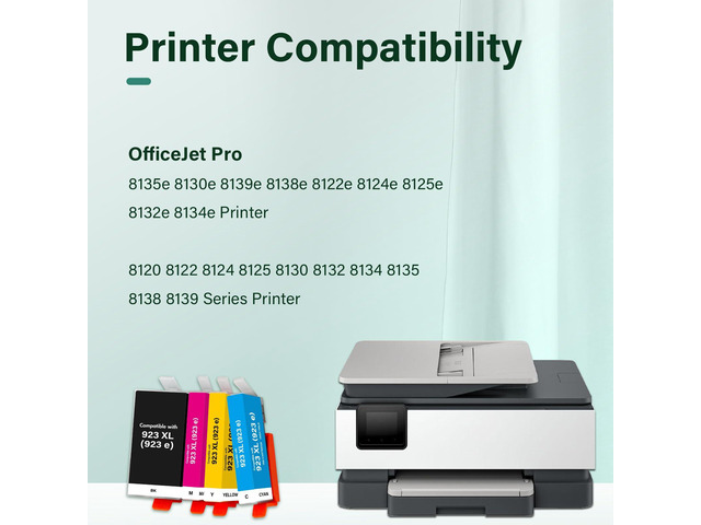 923XL 923 8130e 8125e Ink Cartridges Combo Pack for HP Printers with Chip Replacement for HP923 XL 923e Ink Cartridges for HP Pro 8130e 8125e 8135e...