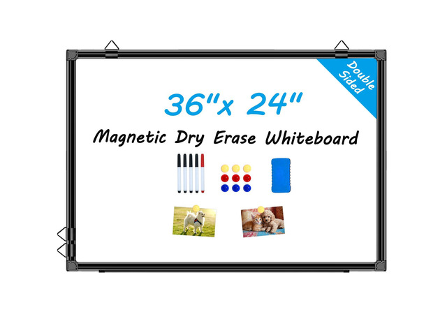 36'x24' White Board for Wall Double-Sided Magnetic Dry Erase Board with Black Aluminum Frame, Presentation Whiteboard Suitable for Home, Office,...