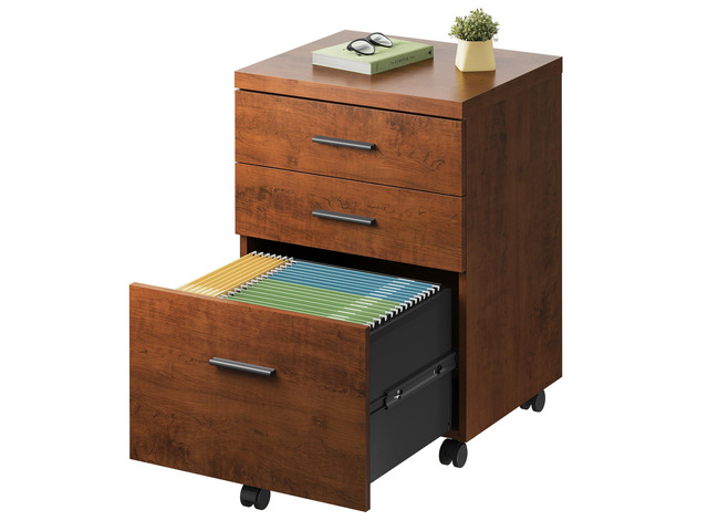 3 Drawer File Cabinet, Wood Under Desk Filing Cabinet, Walnut Rolling Printer Stand, Small Storage Cabinet with Wheels, Fits Legal/Letter/A4 Size,...