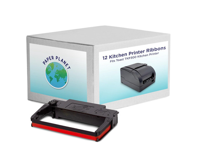 Red & Black Ink Ribbon for Toast TKP300 Kitchen Printer 12 Pack Ink Printer Ribbons, Compatible with Toast Kitchen Printer, Fits TKP300 SNBC BTP-M300
