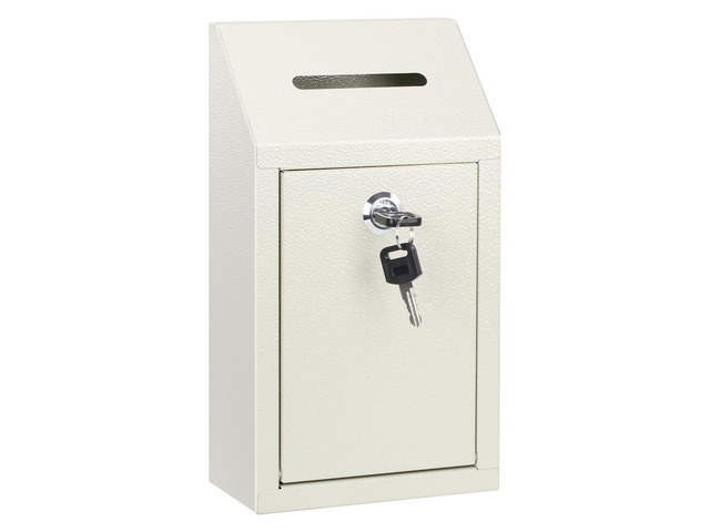 Metal Cash Box for Farm Stand, Money Drop Box with Lock & Slot Wall Mount, Self-service Payment Drop, Porch Pickup Payments, 2 Keys, Hardware...