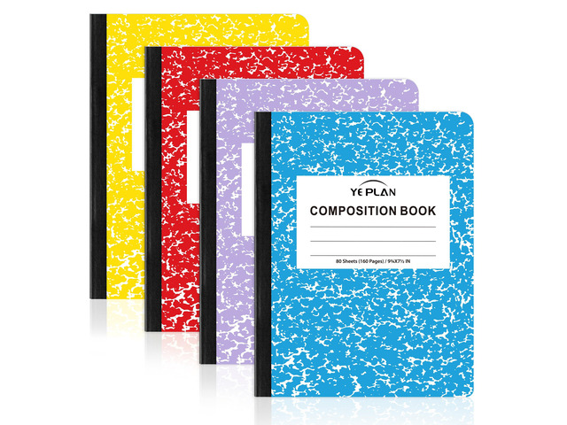 Composition Notebooks 4 pack, Wide Ruled Notebook Paper, 9 3/4' x 7 1/2', 80 Sheets/160 Pages, Aesthetic Marble Composition Notebook for School &...