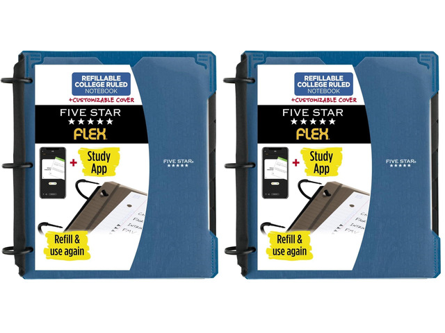 Flex Hybrid NoteBinder, 1 Inch Binder with Tabs, Notebook and 3-Ring Binder All-in-One, Assorted Colors, Color Will Vary (29326) (Pack of 2)