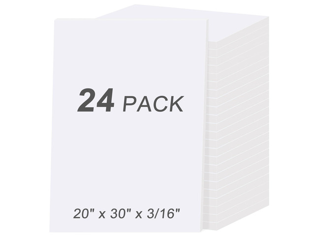24 Pack White Foam Board 20' x 30', 3/16' (5MM) Thick Board Poster Acid-Free Foam Core, Double Sided Foamboard Sheets for Projects, Art, Craft,...